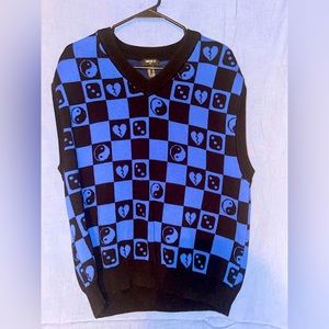 Forever 21 Checkered Yin Yang Sweater Vest Size Medium for Men